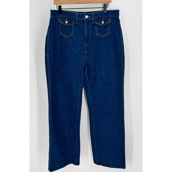 RE/DONE 70s' Wide-Leg Jeans Size 31 Dark Wash Flat Front Coin Pockets Mom Jeans - Picture 1 of 11